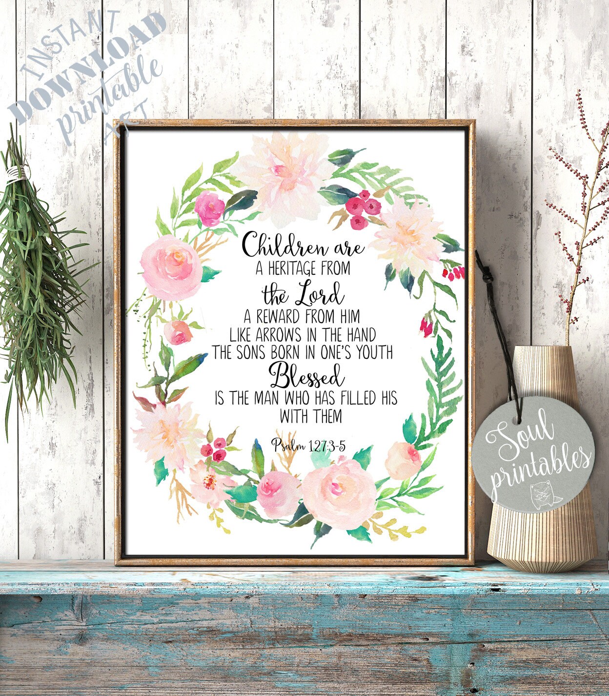 Psalm 127:3-5 Bible psalm Bible printable Bible print | Etsy