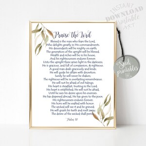 Printable Art, Scripture Art, Psalm 112, Psalms Print, Gift for a Man ...
