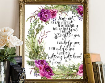 Isaiah 41:10, Fear not for I am with you, Scripture art, Bible verse, Bible verse wall art,  Bible verse printable, Watercolor bible.