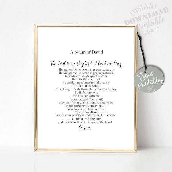 The Lord is my shepherd, I lack nothing; 5x7 printable, 8x10, 11x14, large wall decor, instant download