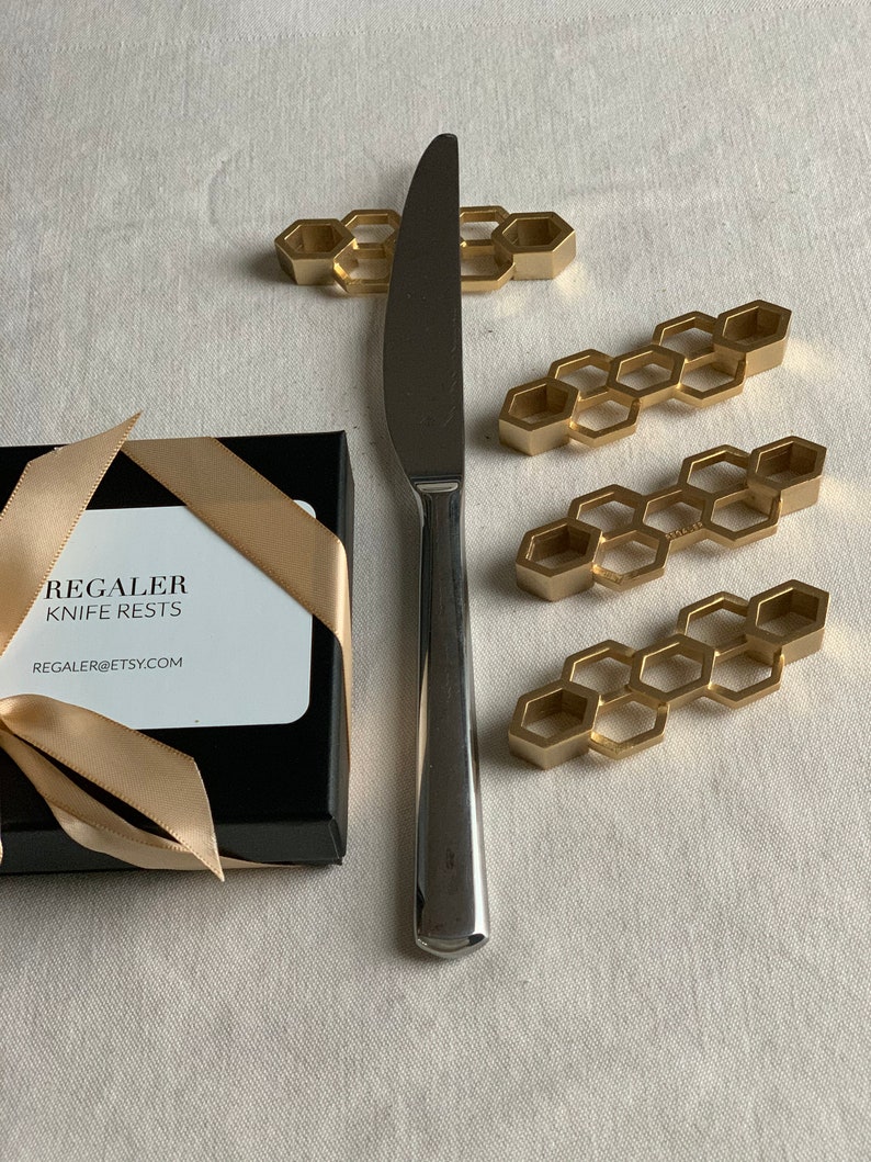 Honeycomb Gold Knife Rests. - Etsy