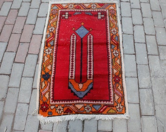 Vintage Small Rug, Anatolian Prayer Rugs