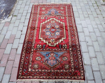 Anatolian Vintage Turkish Rugs, Hall Runner, Kars Runner, Distressed Rug, Wool Rug, Hand Made Rug, Runner Rug