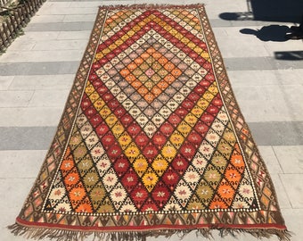 Vintage Turkish Rugs, Kars Runner Rug, Anatolian, Extra Large Runner Kilim Rug, Peach, NotonlyRugs