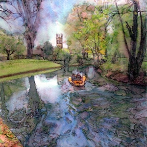 Ein Pedalboot am Fluss Cherwell in Oxford