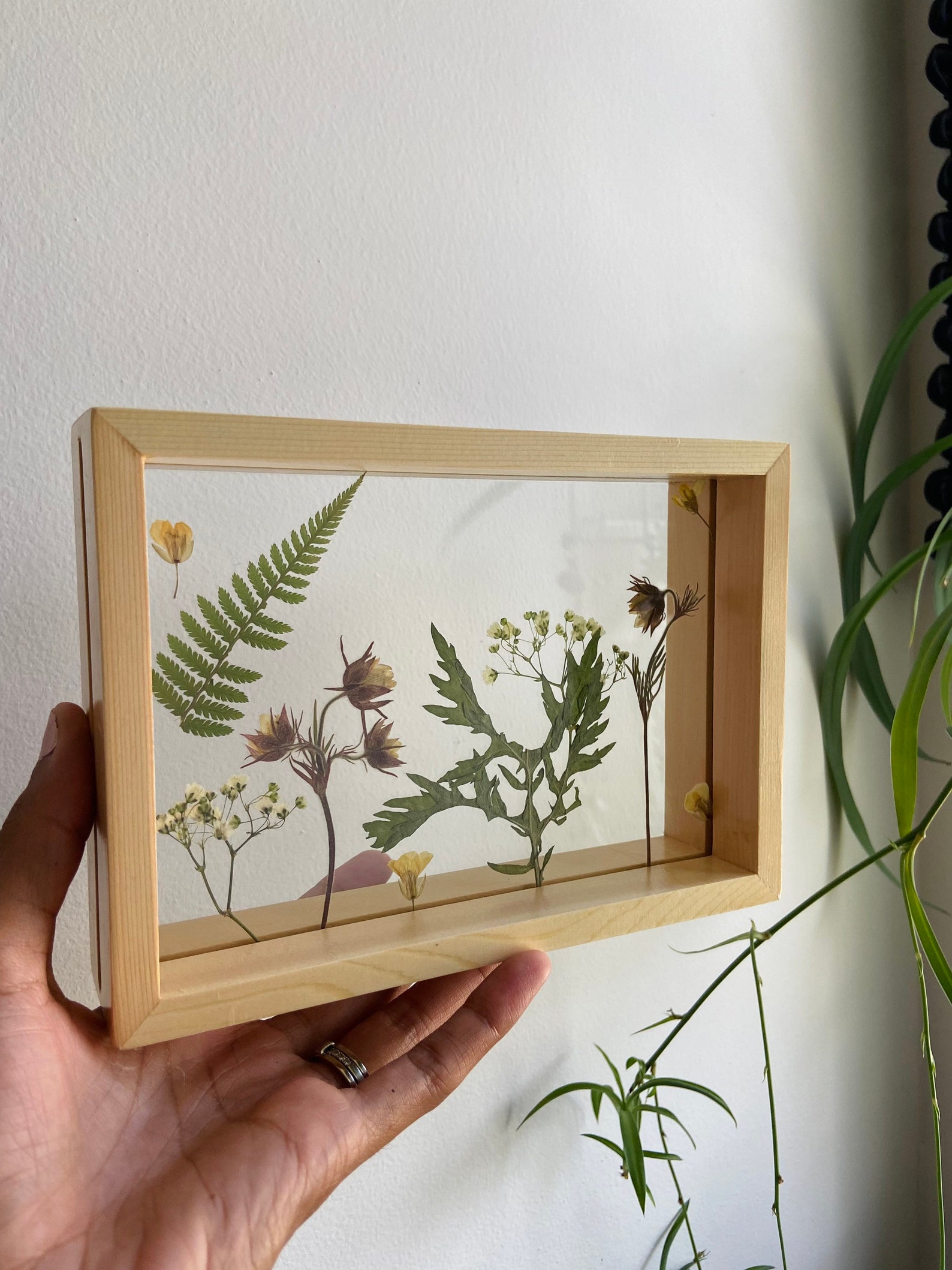 Real pressed flower glass frame Etsy