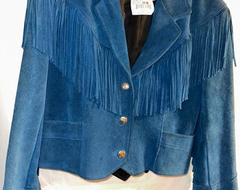 Women’s size 12 leather jacket aqua blue