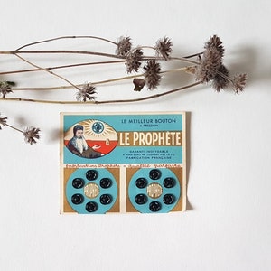 Fechos de pressão pretos vintage/lote de papelão com 12 unidades/artigos de costura Le Prophète/marca francesa/ferramentas de acessórios/costureira