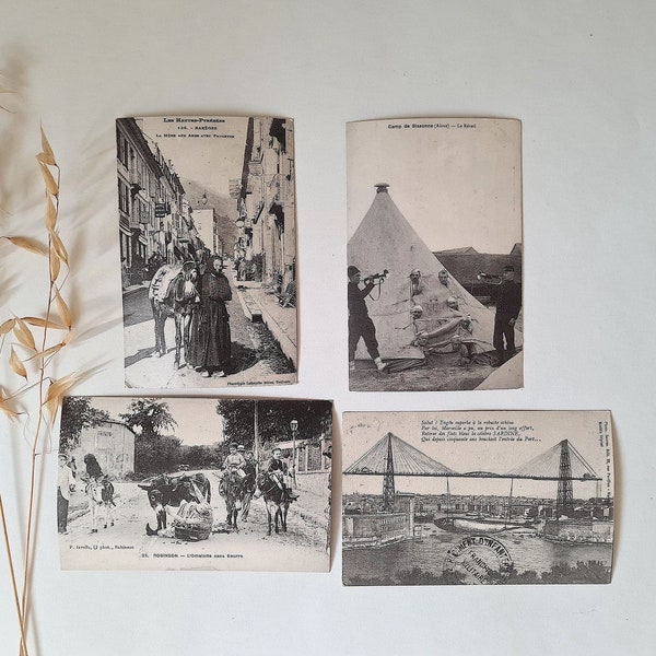 Vintage cartes postales noir blanc photo photographies époque humour humoristique comique collection Marseille Barèges Robinson Sissonne