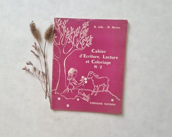 Cuaderno vintage Nathan para escribir, leer y colorear, años 50, para la escuela, para niños, para aprender y enseñar, para el tiempo libre, en francés.