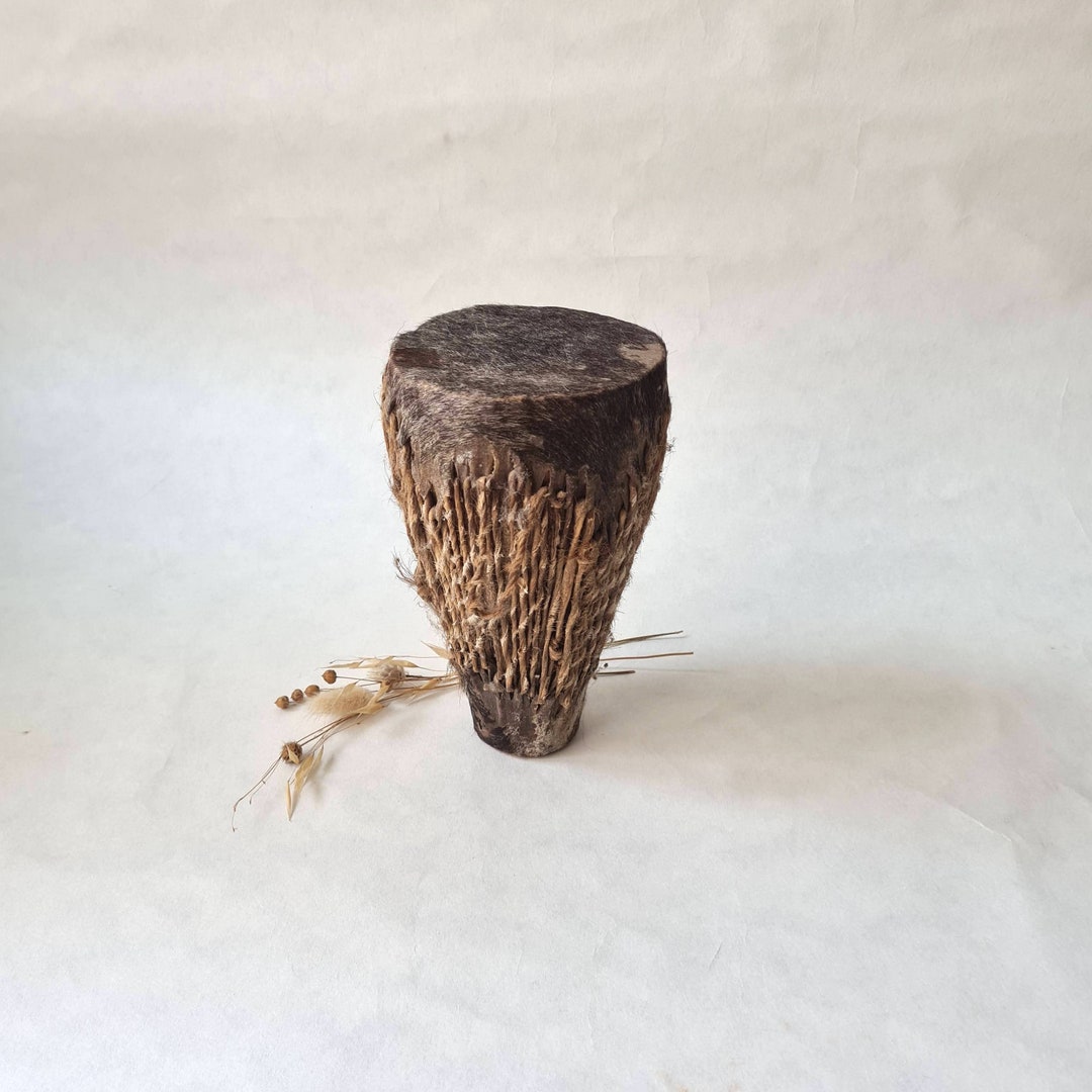 Djembé Africain Authentique 54cm - Tambour Tamtam Bois Brut - Percussion Ethnique
