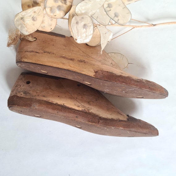 Vintage solid wood metal leather shoe tree size 3… - image 9