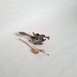 Vintage candle holder cellar rat candlestick/brass metal solid golden crafted bronze/bird neck swan phoenix/French Art Nouveau flea market