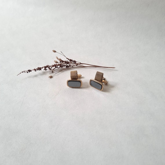 Ancienne Paire De Boutons De Manchettes à Chainette Dorée - Vintage - Très Bon état