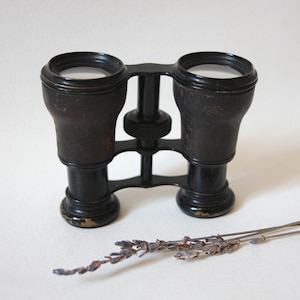 Vintage Binoculars National theater old leather Colmont Paris France antique objects glasses collection french flea market opera collectible