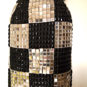 Vintage skirt fashion luxury/Haute Couture/black white/mirror sequins beading /handmade 60s/woman fashion/embroidered/french flea market