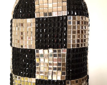 Vintage skirt fashion luxury/Haute Couture/black white/mirror sequins beading /handmade 60s/woman fashion/embroidered/french flea market