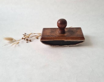 Vintage toggle stamp/ink blotter accessory stationery/wood red felt/supply paper office handle/flea market/antique object France