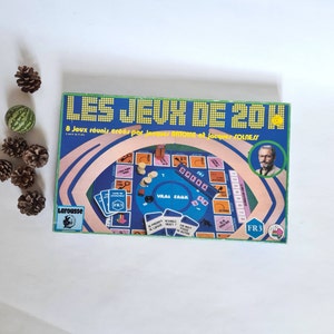 Vintage Les Jeux de 20 H/jeu société jouet ancien/8 jeux en 1/FR3 France télévision/Larousse Jacques Antoine Solness/mots cartes questions