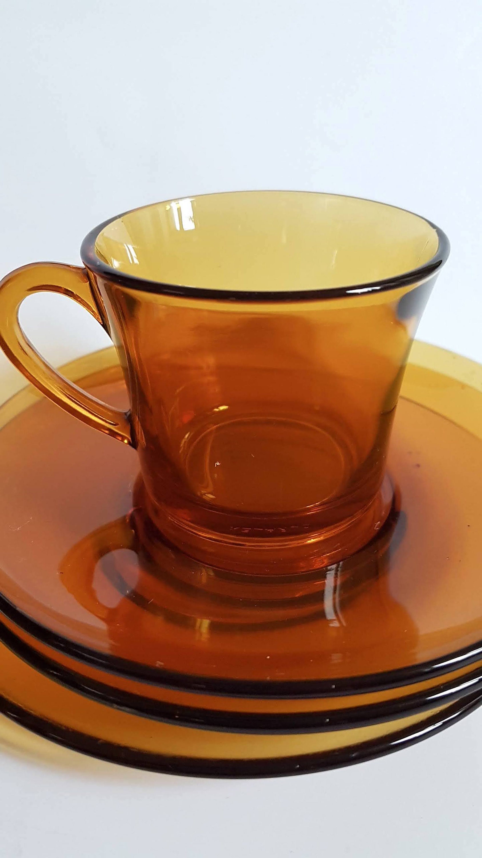 Tasse Et Soucoupe Vintage Duralex Orange - Ensemble Design Années 70
