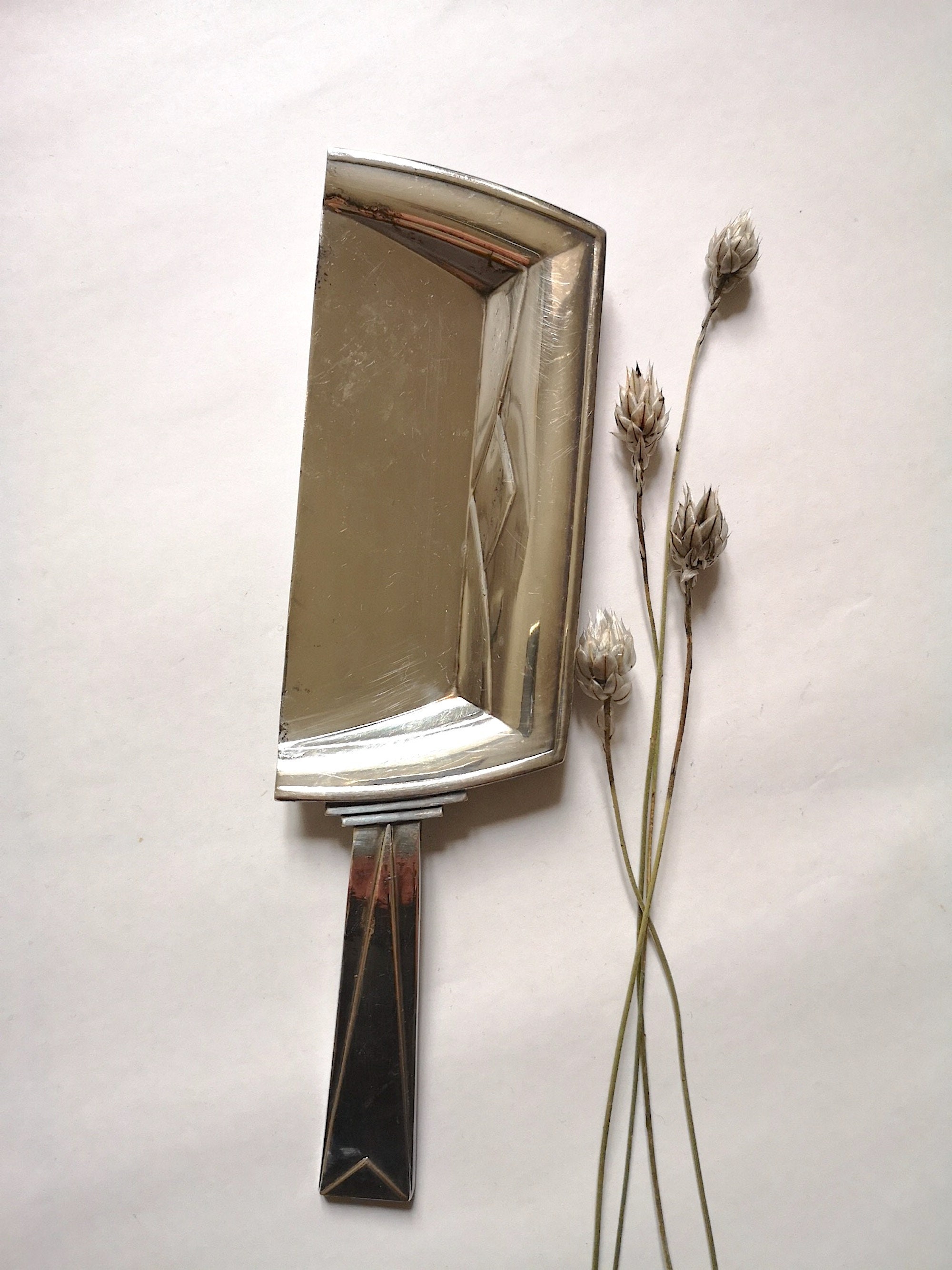 Vintage Christofle Gallia sterling silver hallmark rooster shovel collects crumbs table accessory meal 20s flea market France French service