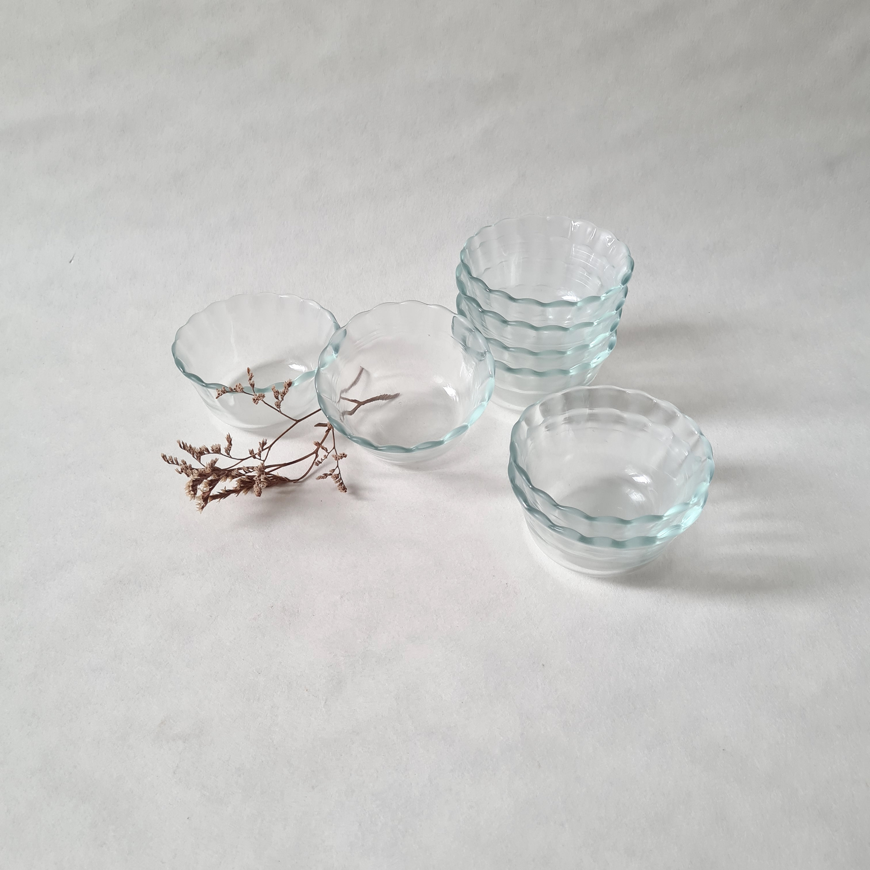 Vintage ramekin dish ravier cup 8/dessert dessert ice cream/round colorless transparent glass/tableware 70s 60s Pyrex France French dish