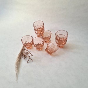 Vintage pink glasses set of 8 / made in France French / old retro 50s / aperitif liqueur digestif / table party reception classic chic