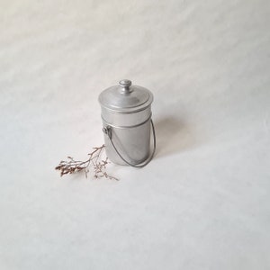 Vintage aluminium melkkan/zuivelblik/boerderij/750 ml container/handvat deksel/maatbeker/rustieke keuken Frankrijk