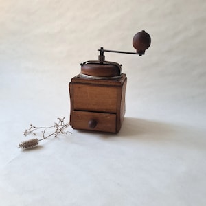 Vintage mechanische koffiemolen / hout / metaal / handmatige zwengel / Frans / koffiebrander / bar / brouwerij / keuken / woondecoratie