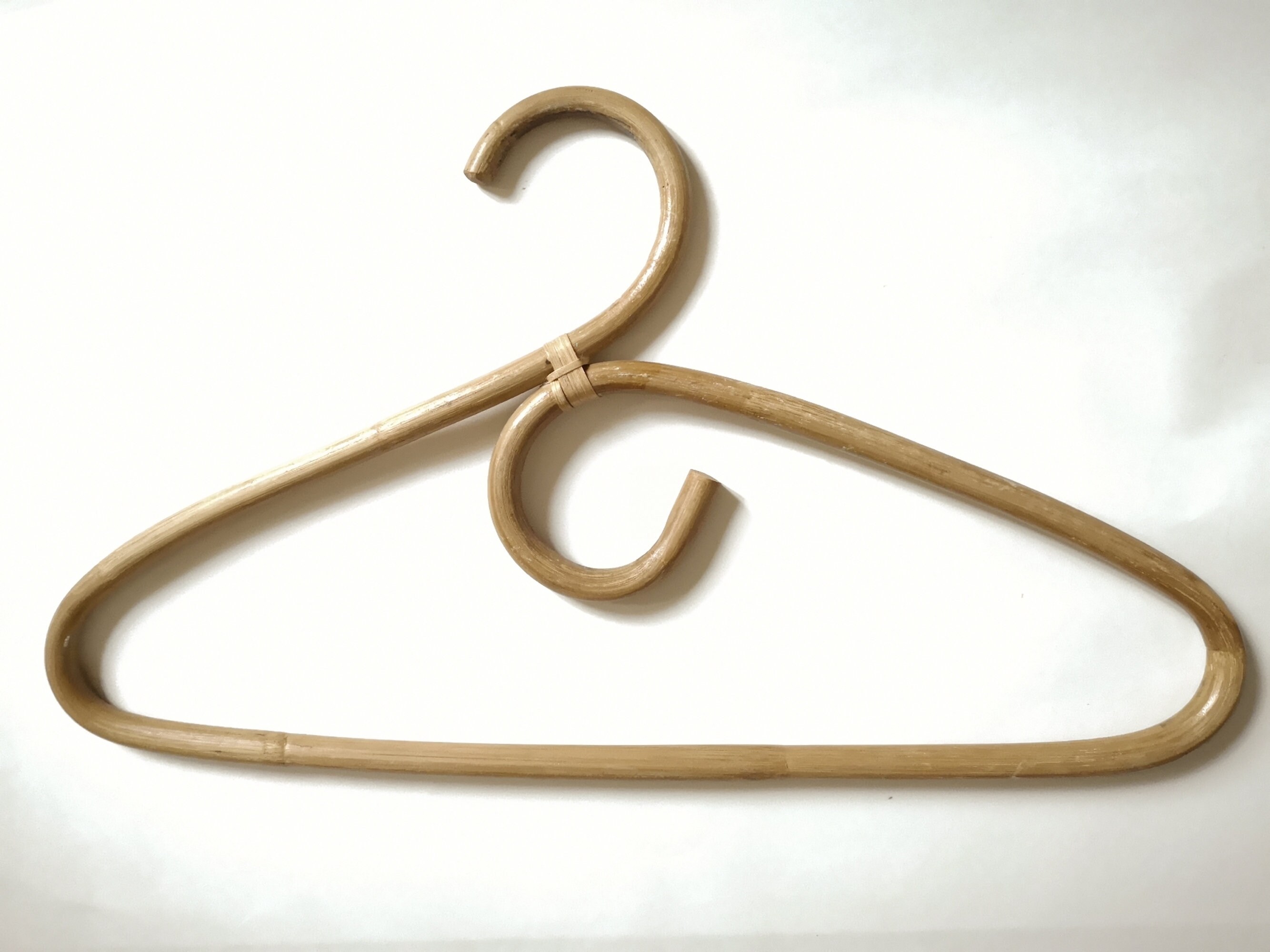 Vintage Cintre Osier Rotin Bois Maison Accessoire Rangement Vêtement Décoration Fait Main Artisanal 