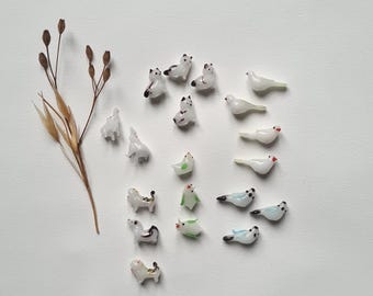 Vintage sujet figurine miniature/verre artisanal fait main/lot animal animaux/oiseau chat chien éléphant/art verrerie collection/création