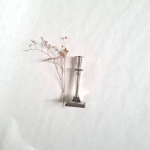 Vintage Candle Holder/Silver Color/Metal Floor Standing/Candlestick/Square Pedestal/ Made in England/Classic Luxury Decoration decor shabby