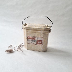 Vintage lunchbox/bento afhaalmaaltijd/Sanrival SGDG Frankrijk Frans/handvatcompartiment/luchtdichte thermoskoeler/veldfles