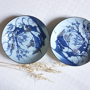 Vintage Plates set Porcelain Old China Asian Art Handcrafted Decor Blue Wall Decoration Home Interior Antiques Collectible flea market image 1