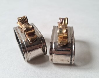 ヴィンテージ ナプキンリング 2個 / ゴールドとシルバーのメタル