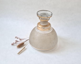 Vintage glazen fles/Art Deco jaren 30/gouden wit/gouden rand/retro chique decoratie/antieke collectie/grote fles/decoratieve decoratie