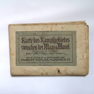 Vintage carte routière plan/France Moselle Meuse/Imprimé en Allemagne/zone de guerre 1900/document rare ancien/front soldat bataille