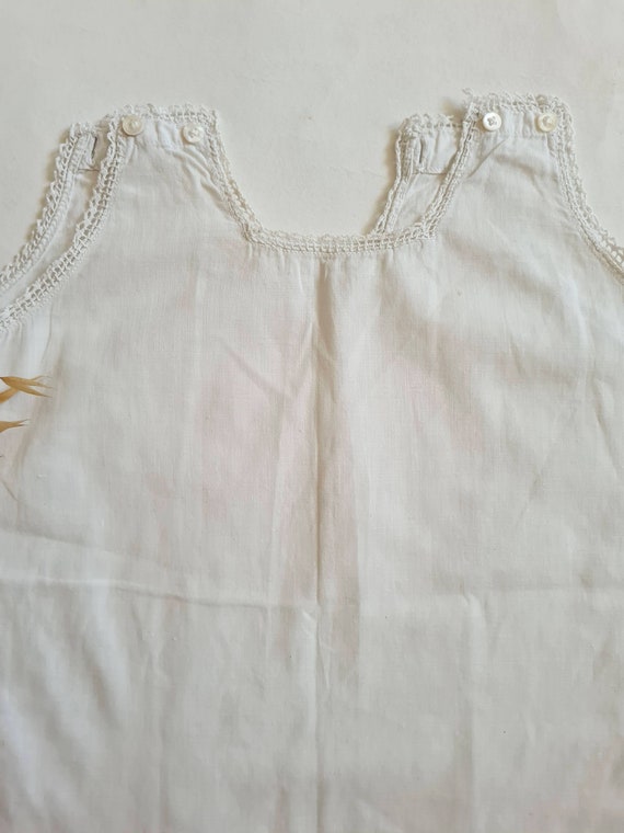 Vintage linen baby birth child white cotton embro… - image 3