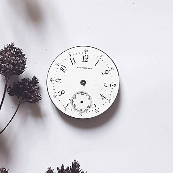 Vintage montre cadran fond horlogerie blanc Munro pièce détachée gousset ancien accessoire fourniture ancienne collection brocante France