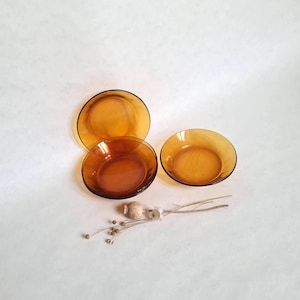 Vintage Duralex orange glass 4 plates cups ramekins/dishware tableware kitchen service/French retro 60s-70s style flea market France