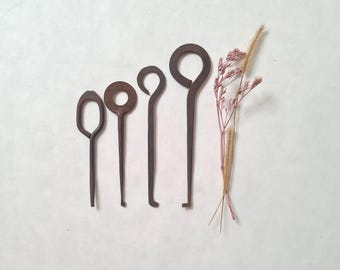 Llave de tirador vintage/hierro forjado patinado/antigua/1800-1900 siglo XIX/cerradura antigua/decoración rústica/casa de campo elegante