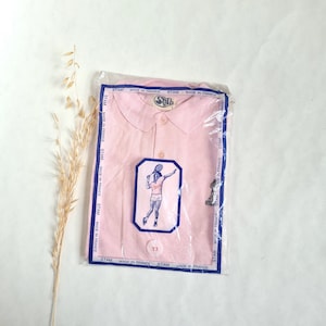 Vintage fashion polo sport tennis sportswear pink t shirt size 3 women men short sleeve button collar gender neutral clothing Stam clothes