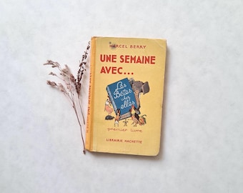 Vintage-Buch Eine Woche mit... Die Bestien zu Hause/Marcel Berry/Hachette 1940er Jahre/Lese-Schreibkurs/Illustrierter Farb-Hardback