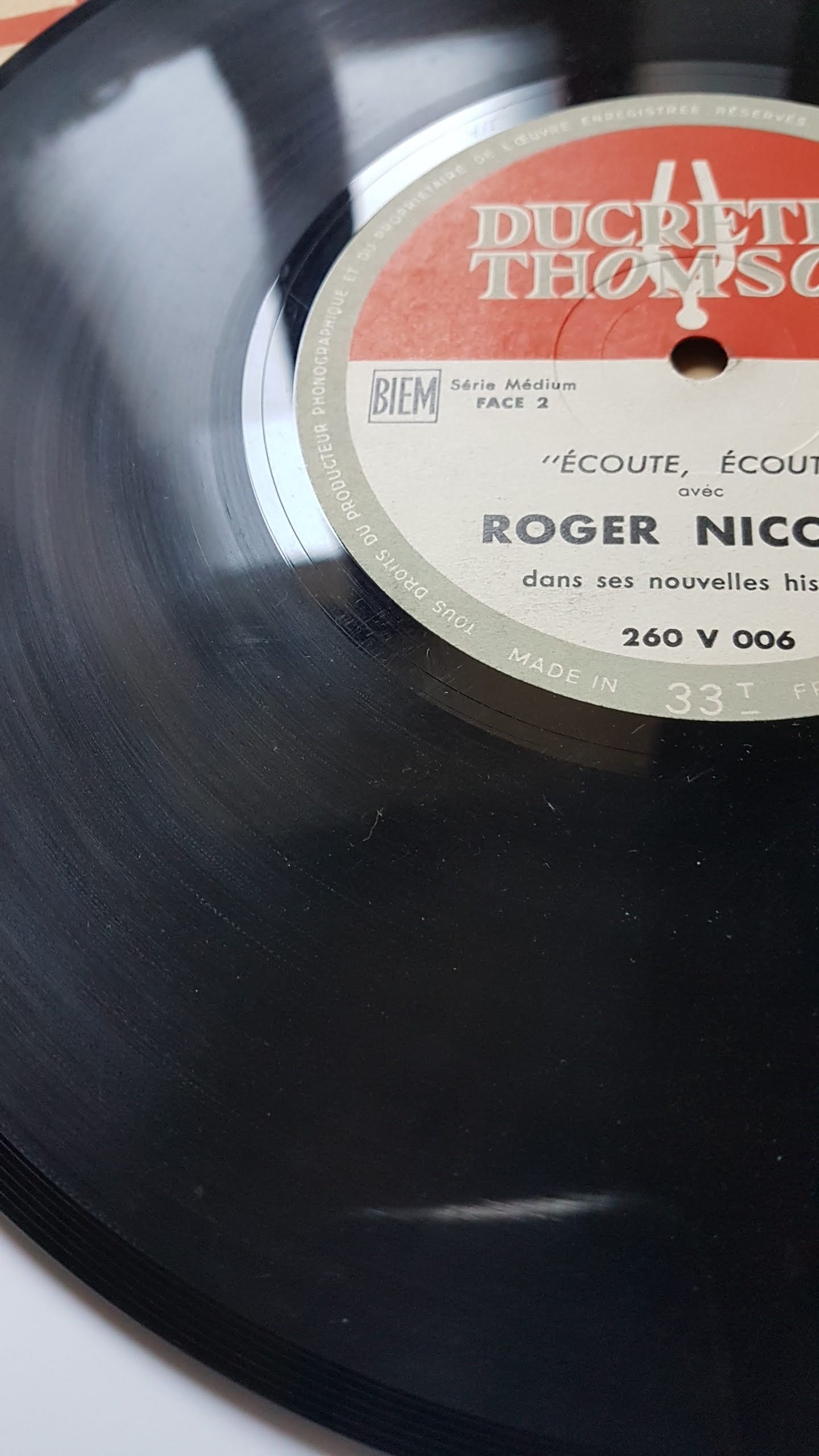 Vintage disque vinyle ancien rétro pochette originale Ducretet Thomson  Philips Roger Nicolas écoute écoute histoires muguet bois Chaville -   France