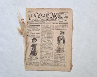 Vintage Newspaper La Vraie Mode/1900 Belle Epoque Antique/rare