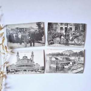 Vintage photographie/carte postale/noir blanc/Paris France/histoire historique monument/Métropolitain Trocadéro Femmes cochers Autobus retro