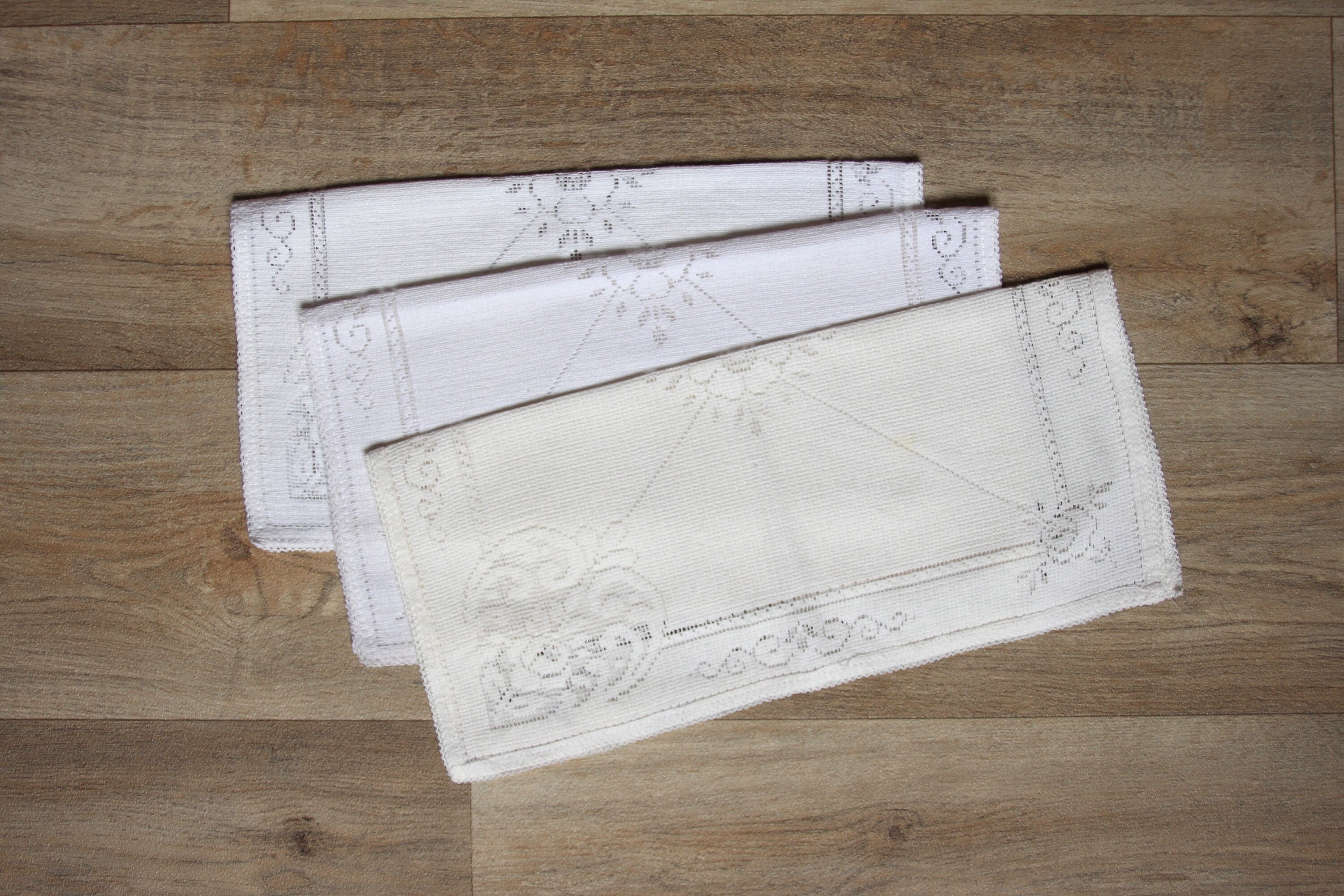 Napperons Blanc Lot 3 Coton Linge Maison Années 60 France Présentation Ornements Tissu Decoration In