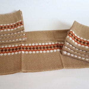 Tovaglioli da tavola vintage 11/cotone beige marrone/arancio bianco/strisce pois/biancheria da cucina/campagna francese/stile mercatino delle pulci retrò chic