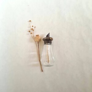 Vintage sugar dispenser shaker/glass metal/silver color screw cap/old retro style classic chic/table art utensil antique French flea market