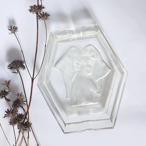 Vintage Glas Aschenbecher Form/Inneneinrichtung/Wohndekoration/Raucherartikel Raucher Zigarette transparent/Elsass Elsässer Frankreich Kunst